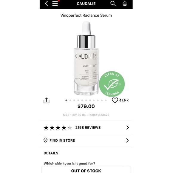 Caudalie Other - New Sealed Caudalie Vinoperfect Radiance Serum Caudalie Other - New Sealed Caudalie Vinoperfect Radiance Serum